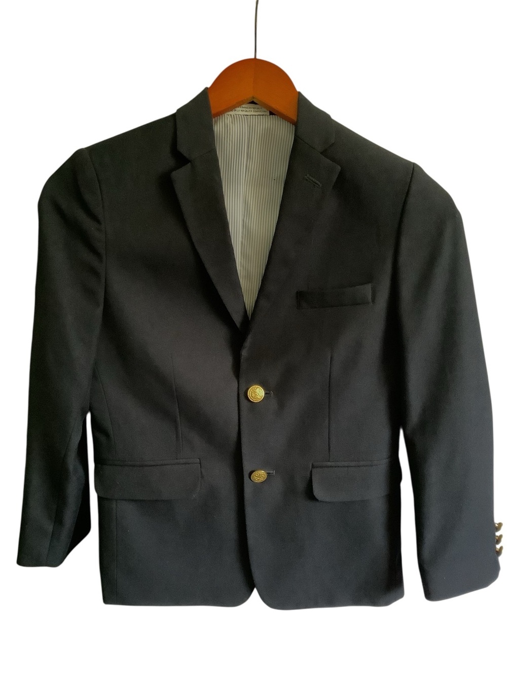 Boys 10 Navy Blazer Striped Collar IZOD